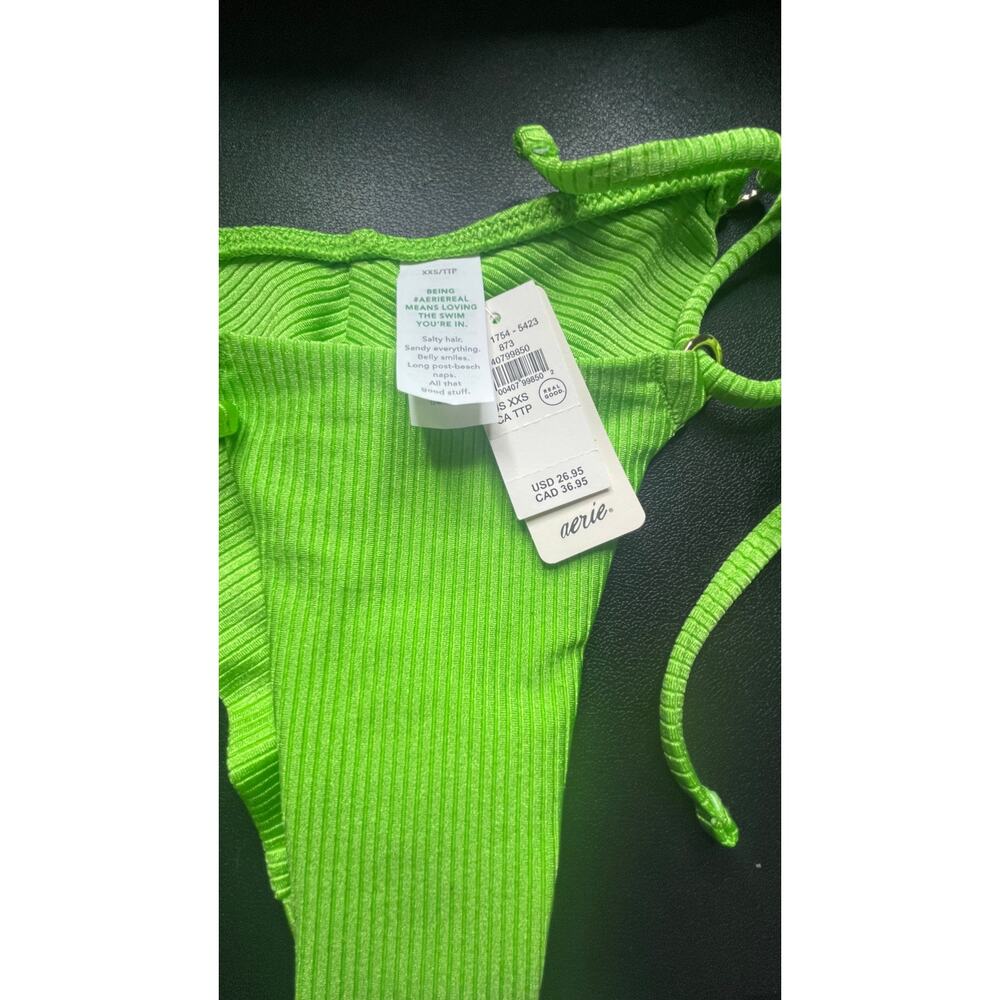 Aerie Lime Green Cheekiest RIbbed Bikini Bottoms Size XXS New - Picture 6 of 6